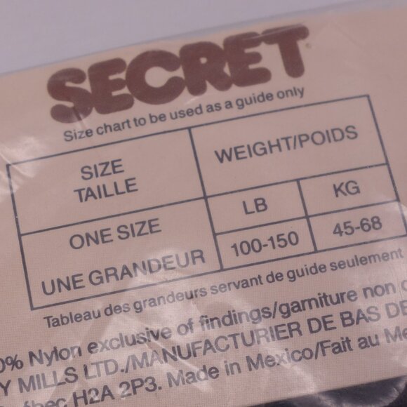 SECRET All Sheer Sandalfoot Nightshade 110-140LBS MEDIUM 100% Nylon Panty Hose - Picture 9 of 12